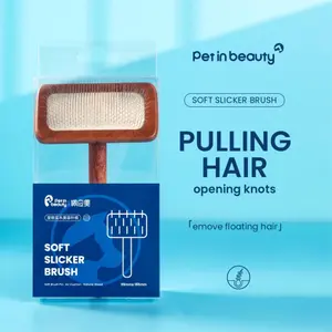 PetinBeauty Paiyingmei Wooden Cushion Soft Needle Comb, Cat Dog Pet Hair Detangler, Smooths Fur, Fluffs Up, Specialized Brush for Pets