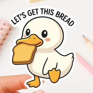 Funny Duck Sticker Lets Get This Bread Kawaii Vinyl Decal