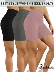 3 Pack 6" Women's High-Waisted Biker Shorts, Super Soft No-See-Through Fabric, Ideal for Workouts & Yoga, Summer Casual Wear, Athletic Shorts, Tight Fitted Shorts
