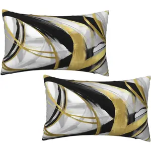 Black and  Pillow Covers 12x20 Inch Set of 2, Black and  Art Line Farmhouse Decorative Modern Striped  Pillowcases Cushion Covers for Sofa Living Room Bed Outdoor  Decor