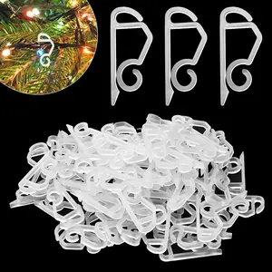 120 Pcs Outdoor Light Clips Hooks for String Lights - Christmas Hangers Gutter Clips for Hanging Halloween Village Accessories (Clear)