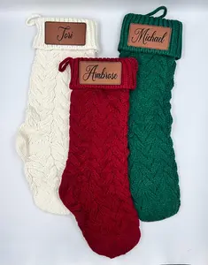 Christmas Stocking With Custom Engraved Leatherette Name Patch 1 stocking