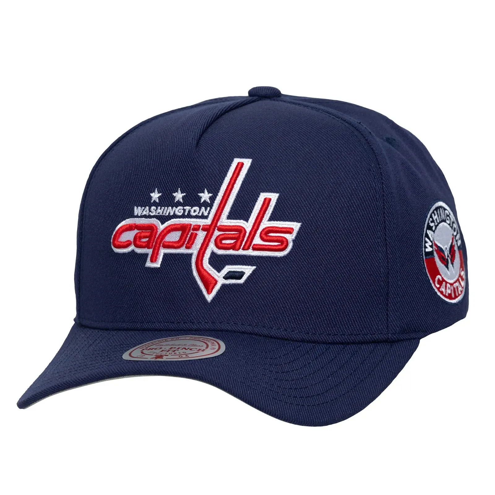 Washington Capitals Navy Double Clutch Pro Pinch Snapback Hat NHL Throwback Cap Adjustable Fan Gear Mitchell & Ness