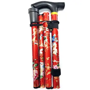 Floral Pattern Folding Trekking Pole, Lightweight Telescopic Hiking Pole, Collapsible Alloy Stick, Outdoor Hiking Stick for Men & Women
