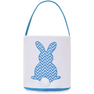 Easter Bunny Basket Bags, Tote for Easter Egg Hunts Decorations Candy Gifts (Blue(wave))