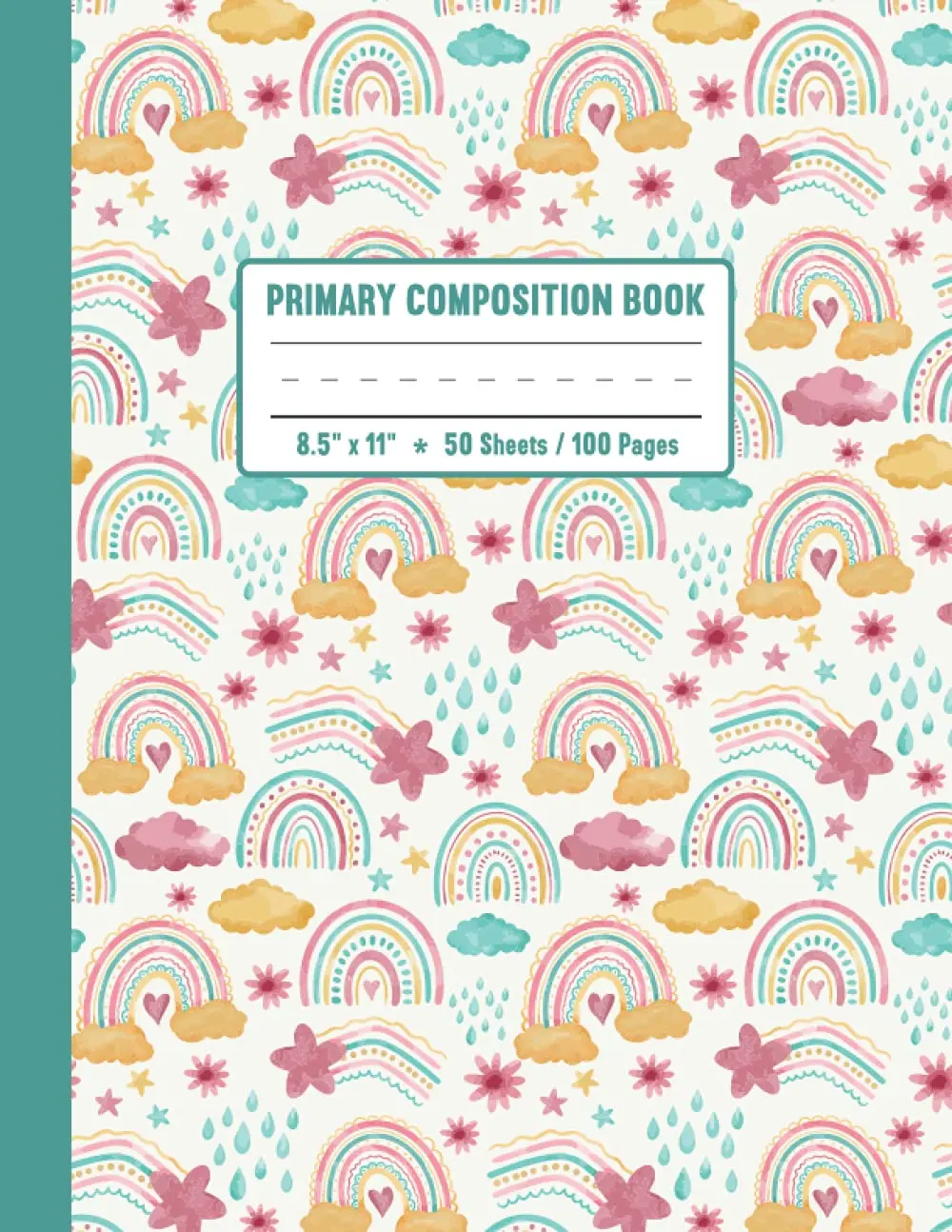 Primary Composition Book: with Drawing Space and Dotted midline for Grades k-2(1/2 Ruling Sheets with Picture Story)