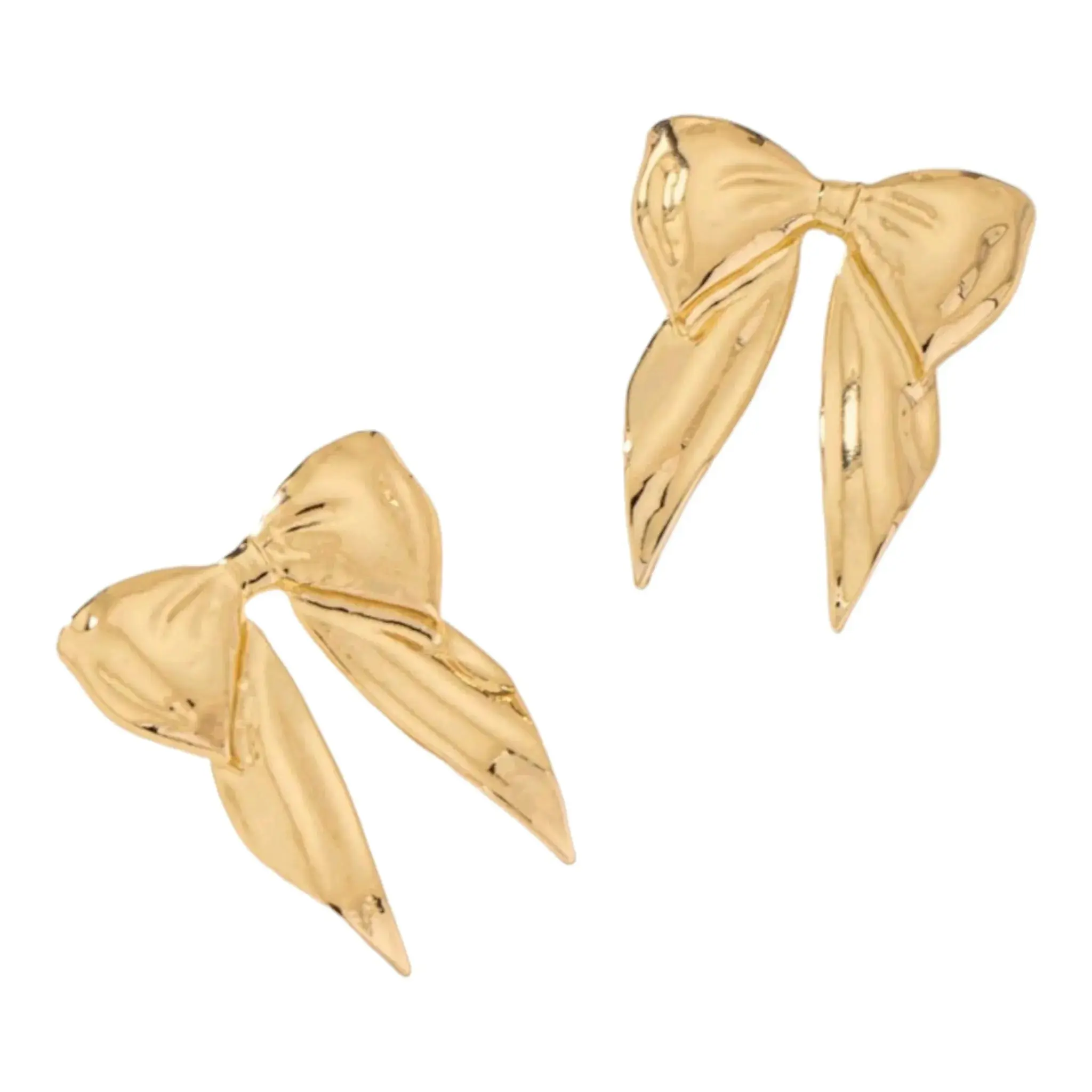 Women's 2-in-1 Jumbo Bow Earrings - Metal-Coated Chunky Whimsical Statement Jewelry for Women, Fun Fashion Enthusiasts, Playful Daily Accessories, Bow Shape, Chunky Look, Whimsical Earrings, Metal Coating, Bow Knot Earrings