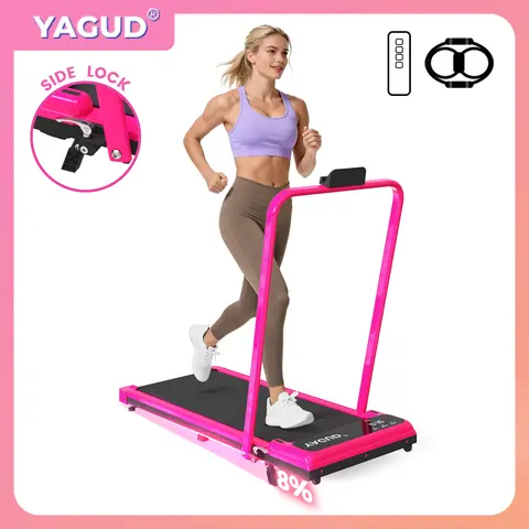 YAGUD Handle-Equipped Automatic Folding Treadmill Walking Pad - Low-Noise Motor, 265LBS Capacity, Wide Belt, Dual Shock System, Adjustable Compact Home Exercise Equipment for Brisk Walking & Office Cardio (Treadmills for Home)