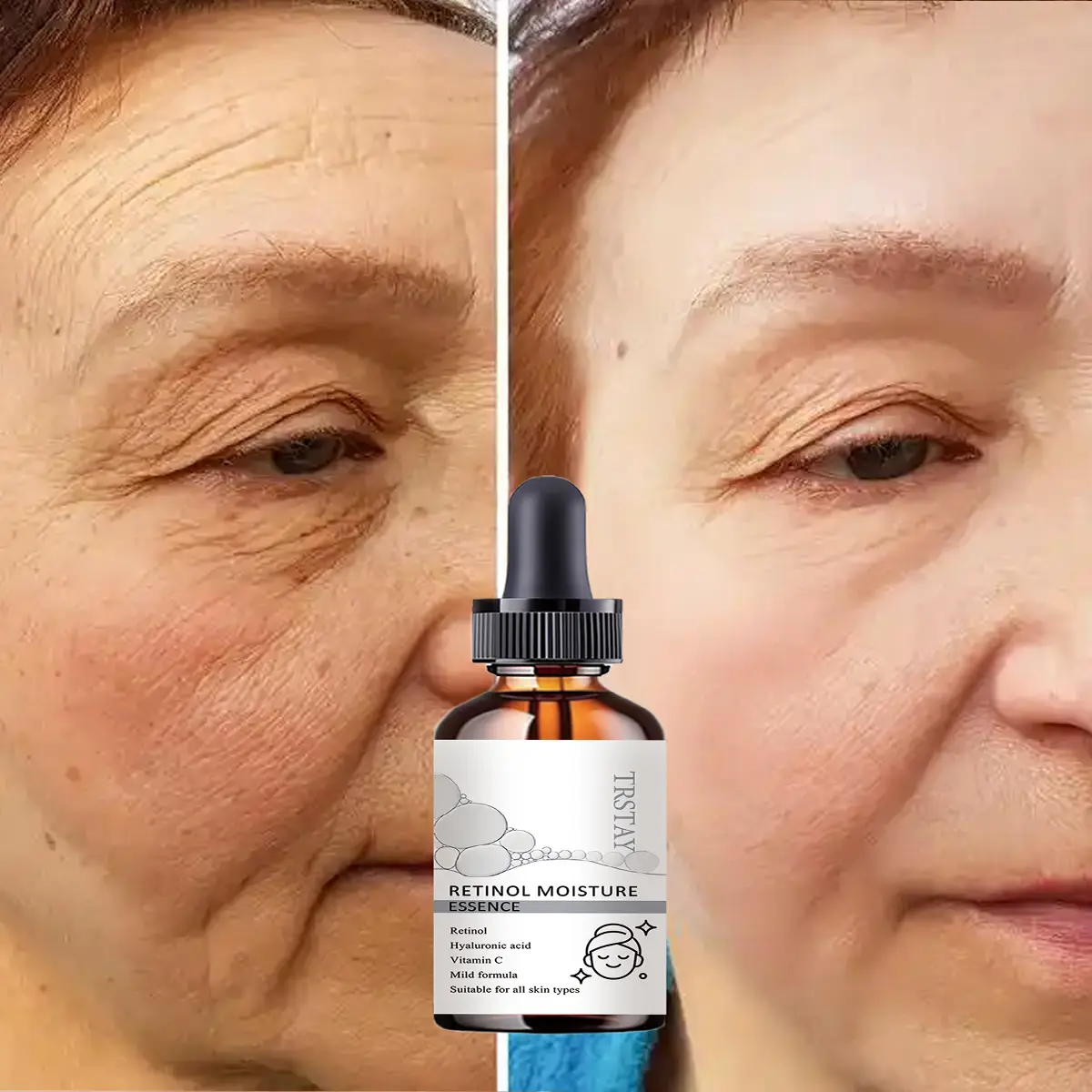 Retinol Face Serum with Vitamin C & Hyaluronic Acid - 50g Advanced Skin Renewal Essence, Daily Care Moisturizer to Hydrate, Reduce Fine Lines & Repair Smooth-Looking Skin, 1 Size Facial Serum