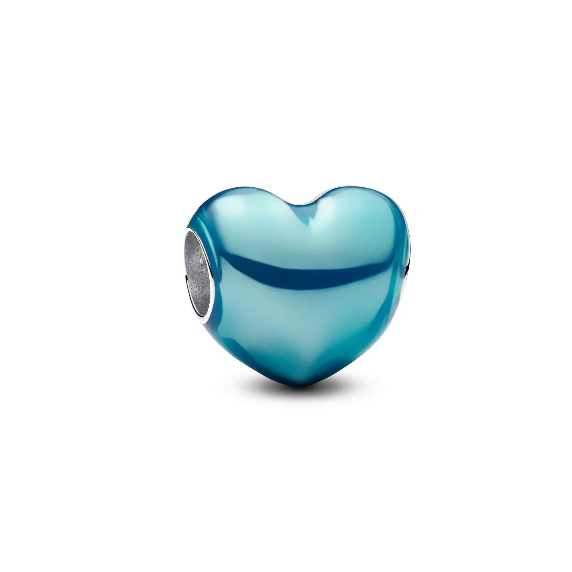 Pandora Metallic Sky Blue Heart Charm 793337C06 Pandora Metallic Sky Blue Heart Charm 793337C06
