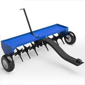 Garvee Heavy Duty Tow-Behind Plug Aerator – 48-Inch for Lawn Tractors, ATVs & ZTRs – 24 Steel Tines – 150 lbs Weight Tray – Global Hitch – Inflatable Wheels – Deep Soil Aeration – For Lawn, Garden, Farm