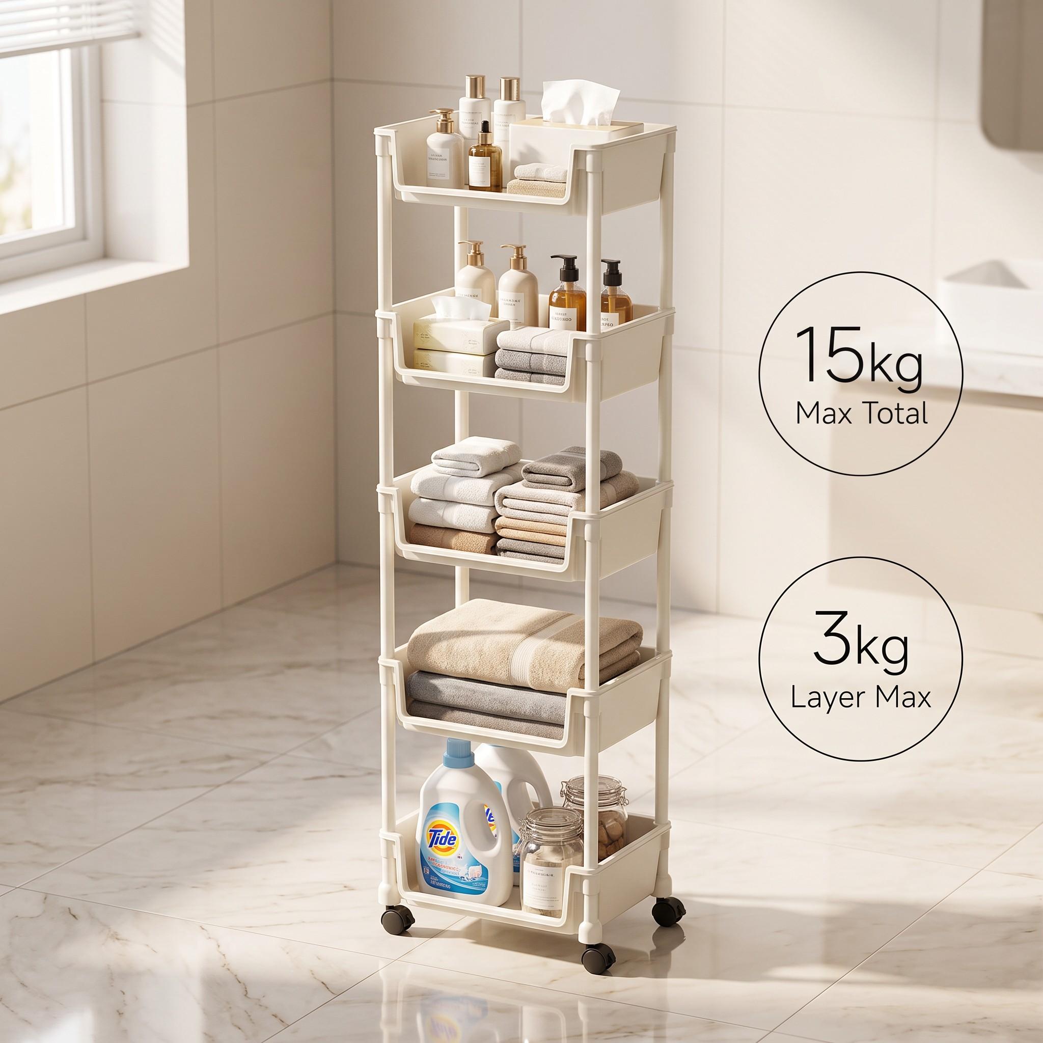*Rolling  Cart with Wheels, Multi-Layer Adjustable Freestanding Shelf, Space Saving Plastic Organizer, Portable Easy Install  Unit for Kitchen Bathroom Bedroom Living Room - Memorial Day Deals & Memorial Day Sale storage work hat metal