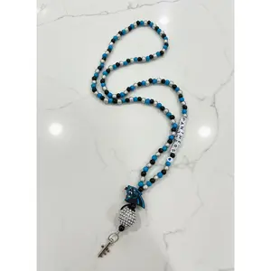 Panthers Custom Beaded Lanyard