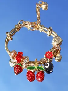 Cherry Charm Bracelet, Cute Strawberry Bracelet, 8 Ball Bracelet, Y2K Street Fashion DIY Bracelet, Trendy Accessory for Women