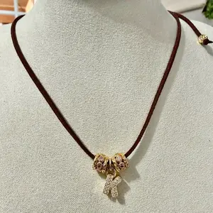 Dainty Suede Initial Adjustable Necklace