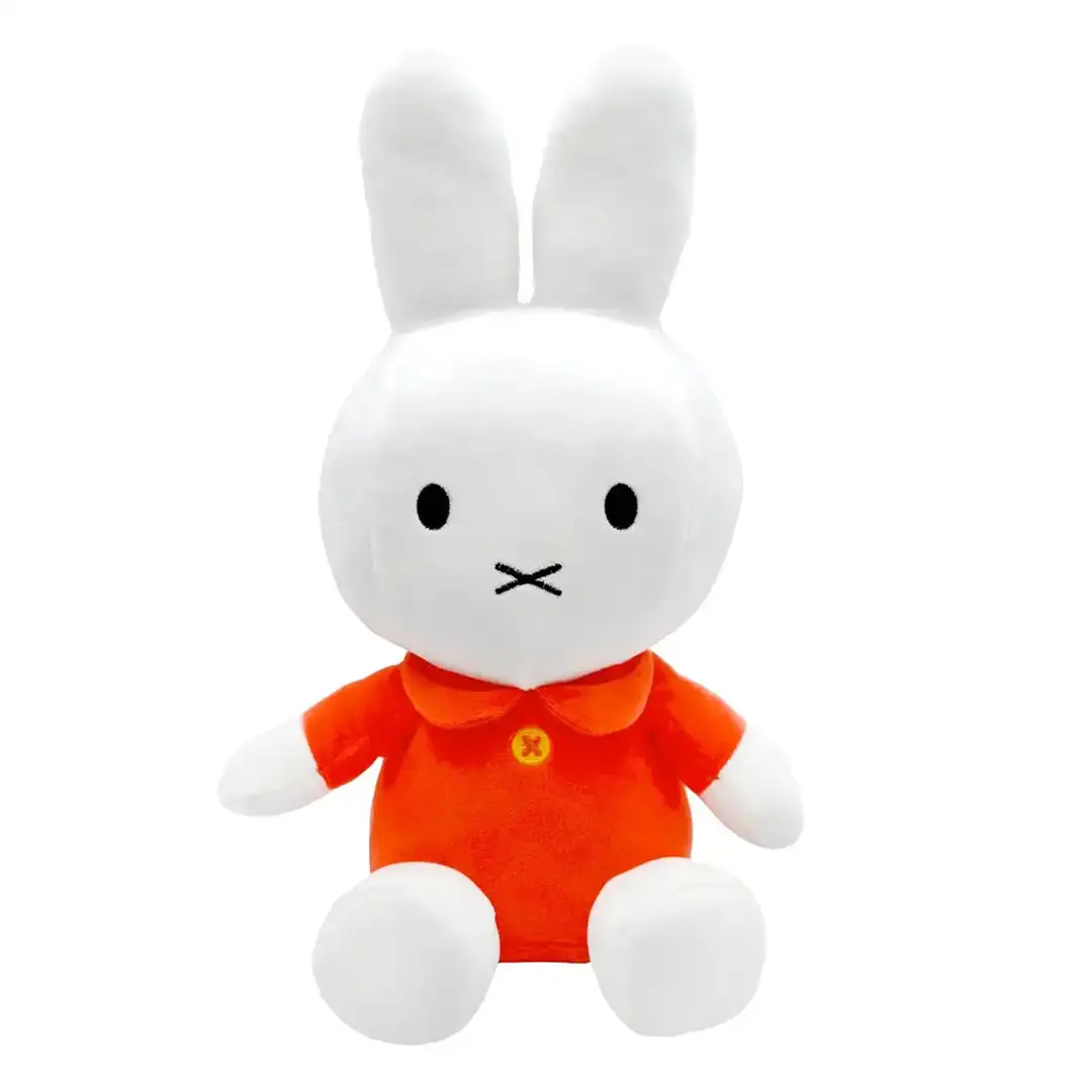 Kids Preferred Miffy 8-in Bean-Filled Base 3D Animal Stuffed Toy, Orange Dress, Cute Collectibles, Toddler Gifts