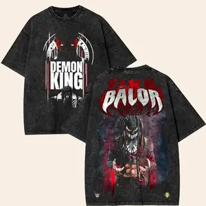 Retro WWE TShirt, Finn Balor Graphic Tee, WrestleMania 41 Merch, Wrestler Unisex Oversized Heavy Washed Tee WWE Clothing Fan Cotton Menswear Fabric Soft wash t-shirt casual top wrestling shirt wwe fan Relaxed Fit Streetwear