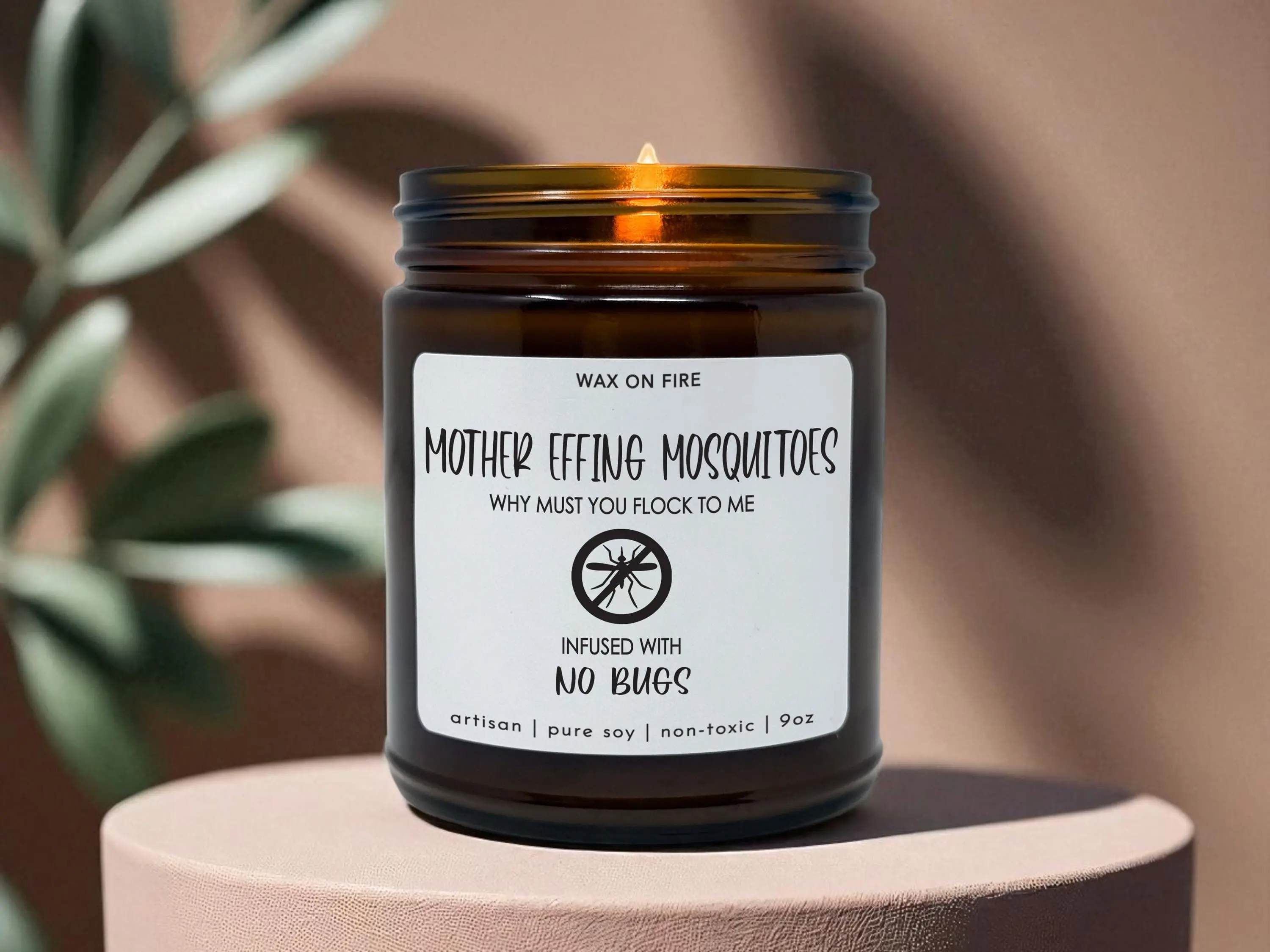 Mother Effing Mosquitoes Citronella Lemon Lemongrass Outdoor Summer Candle Bug Repellent Candle Funny Decor Glass