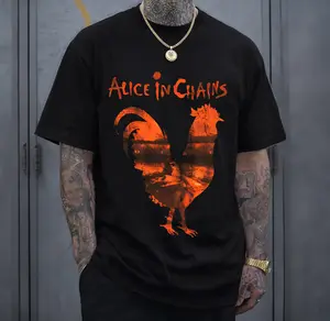 Alice In Chains Rooster Graphic T-Shirt Vintage Grunge Rock Band Tee, Iconic Dirt Album Inspired Chicken Silhouette Artwork Shirt, Premium Cotton Unisex Streetwear Graphic Tee For 90s Alternative Rock Fans