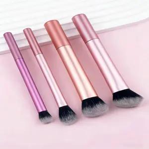 4 Piece Makeup Brush Set Long Handle Multicolor Beauty Tools Foundation Powder Highlight Contour Eyeshadow Blush Brushes Highlighter Brush