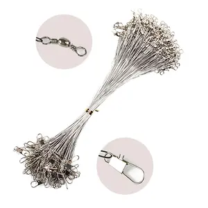 20 Pieces Anti-Bite Steel Fishing Line with Swivel Steel Wire Fishing Line, Fishing Accessories 9.45 Inch