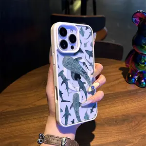 Magnetic TPU for iPhone Case: Shark Silhouettes Drop-proof design for added protection |for iPhone 16/15/14/13/12/11