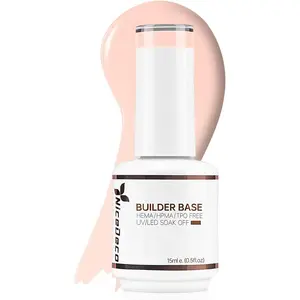 Nicedeco 8 in 1 Builder Base Strengthening Gel 15ml, UV/LED Clear Building Nail Gel in a Bottle for Hard Strong Nails Tips & Extensions, Gel Polish Nail Repair Nail Strengthen 010