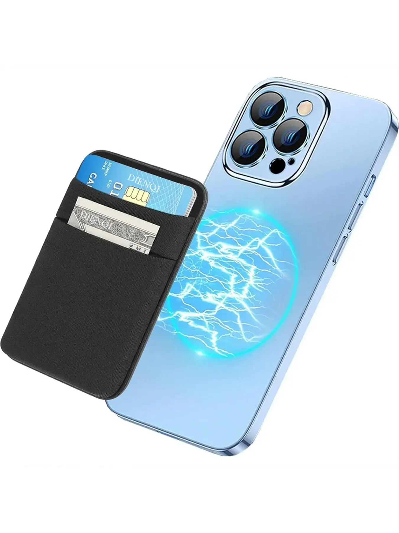 Magnetic Card Holder Phone Bag Wallet Magsafe Wallet Slim Portable Bank Cardholder Compatible Lycra Elastic Wallets for IPhone16 15 Pro Max Samsung, Phone Accessories, Wallet For Men Women