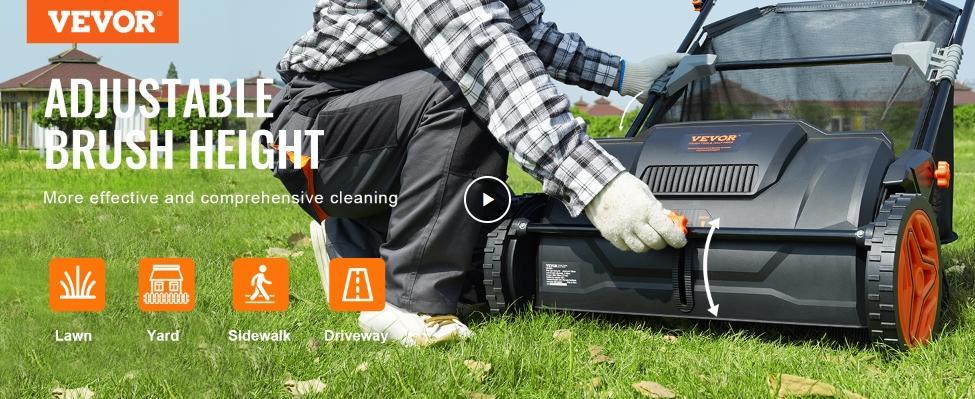 VEVOR Push Lawn Sweeper 21-Inch Leaf & Grass Collector with 3.5 cu. ft. Mesh Collection Hopper Bag, 2 Spinning Brushes & Strong Rubber Wheels VEVOR Super Brand Day