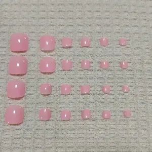 Wm-24 Piece Bestselling Whitening Powder Toe Nails, Short Round Toe Nail Tips, Wearable False Toe Nails, Ash