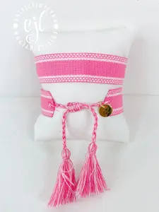 Rose Create Your Own Custom Embroidered Tassel Statement Bracelet