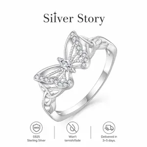 925 Silver Butterfly Ring Is Set With Exquisite 5A-Grade Cubic Zirconia. Whether For An Engagement, Wedding, Party, Everyday Wear, Or As An Anniversary Gift, This Luxurious And Sparkling Cubic Zirconia Ring Is The Perfect Choice.