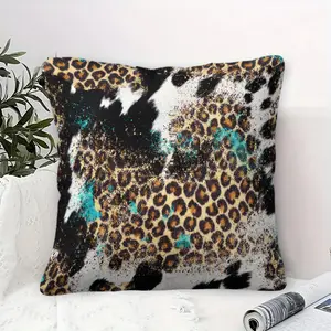 Classic Turquoise Leopard Cow Print Throw Pillow,Neutral Western Print Decorative Cushion,Versatile Animal Pattern Accent Pillow,Soft Decor Pillow for Couch Bedroom Office Dorm Decor,Ideal Gift for Home Decor & Western Style Fans