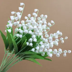 10pcs Lily-Of-The-Valley Artificial Flowers, Home Decor, Living Room Ornament, Wedding Bouquet, Restaurant Table Centerpiece, House Plants Decor, Indoor Faux Plant