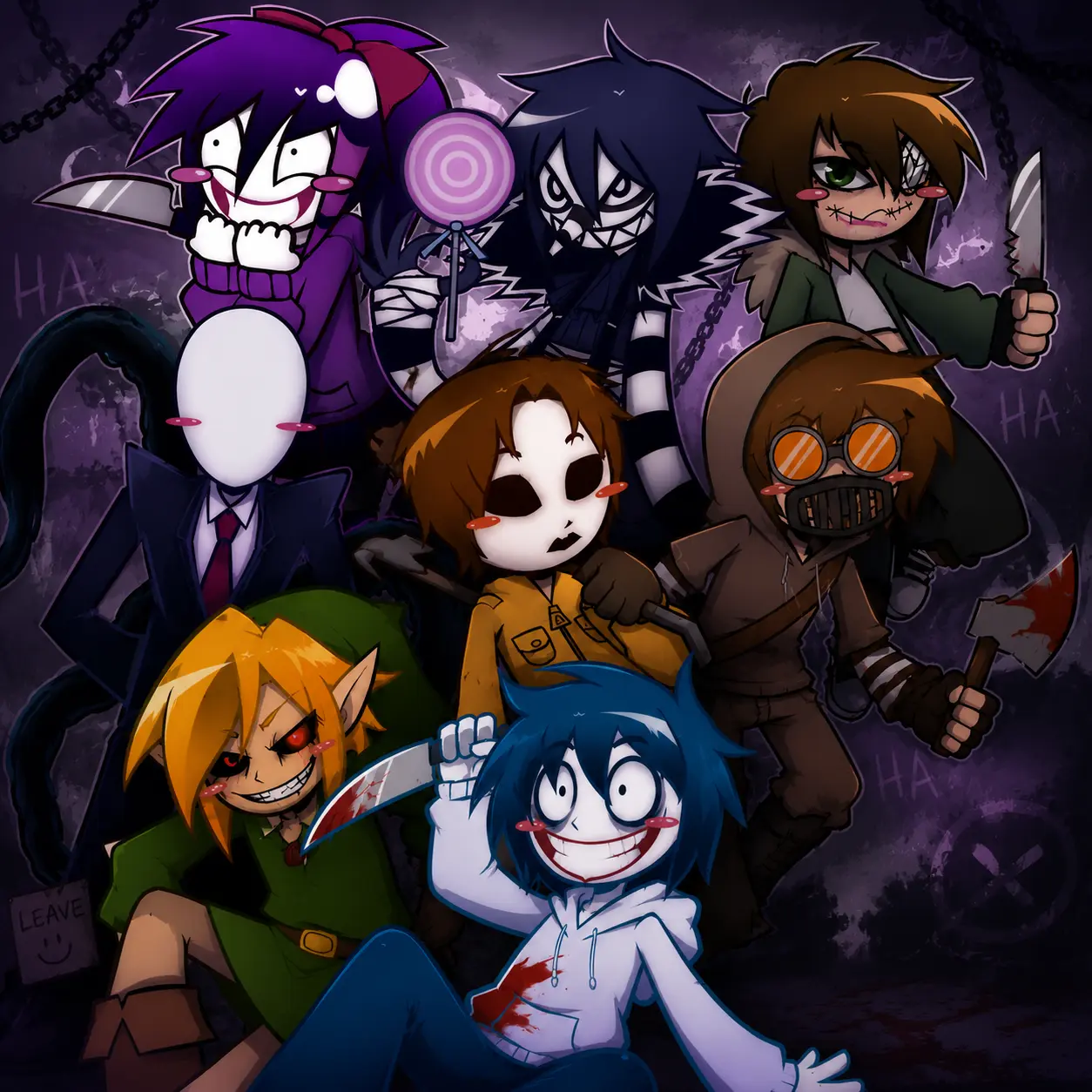 CreepyPasta Keychain - Jeff the Killer, Ben Drowned, Ticci Toby, Nina the Killer Acrylic Charms - Cute, Durable, And Perfect For Bags, Keys, Or Gifts