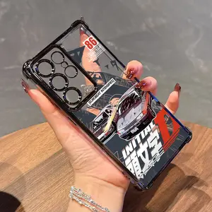 High-End Creative Japanese Trendy Racing Anime Manga Movie Fujiwara I-Initial D Phone Case Suitable for Samsung Galaxy A73 A56 A55 A54 A53 A52 A51 A36 A35 A34 A33 A32 A26 A24 A23 A22 A16 A15 A14 A13 A12 A06 A05S 4G 5G Black Border Anti-Drop Transparent Ba