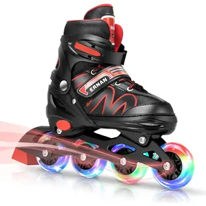 ERNAN Inline Roller Skates,Adjustable Inline Skate for Kids and Adults with Full Light Up Wheels,Outdoor Roller Blades for Boys and Girls, Men and Women