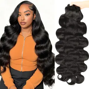 Upgraded 15A 100% Virgin Human Hair Bundles Body Wave Bundles for Quick Weave 1 3 4 Bundles Traditional Sew in Hair Extension