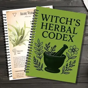 1 Piece Witch's Herbal Notebook - Old Spiral-bound Botanical Diary with Witch's Pot, Herbalist's Recipe, Botanical Illustration - Suitable for Witches, Naturopathy, Home Healing - Spiral Notebook Journal - 5, 5x8, 3 inches