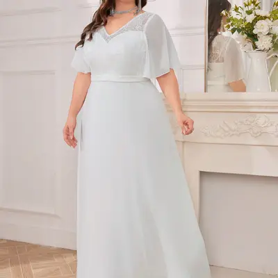 Plus Size Empire Waist Dress Wedding Teception - TikTok Shop