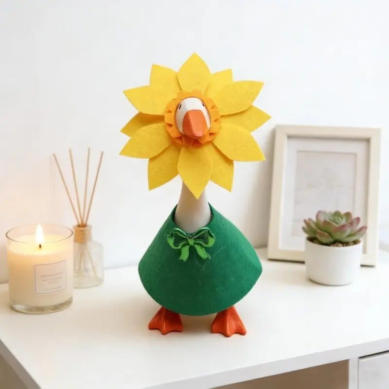 Holiday Mini Table Goose Shape Set, 7 Inches, Spring Summer Sunflower Theme, Desktop Decoration Gift, Table Desk Ornament, Creative Desktop Ornament, Home Decoration, Style Ornament, Decoration Items, Includes No Goose