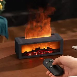 Cozy Flame Effect Diffuser, Upgrade Aromatherapy Humidifier, Fireplace Atmosphere Diffusers, Eseential Oil Diffuser for Home,Bedroom,Office, 7 Flame Colors