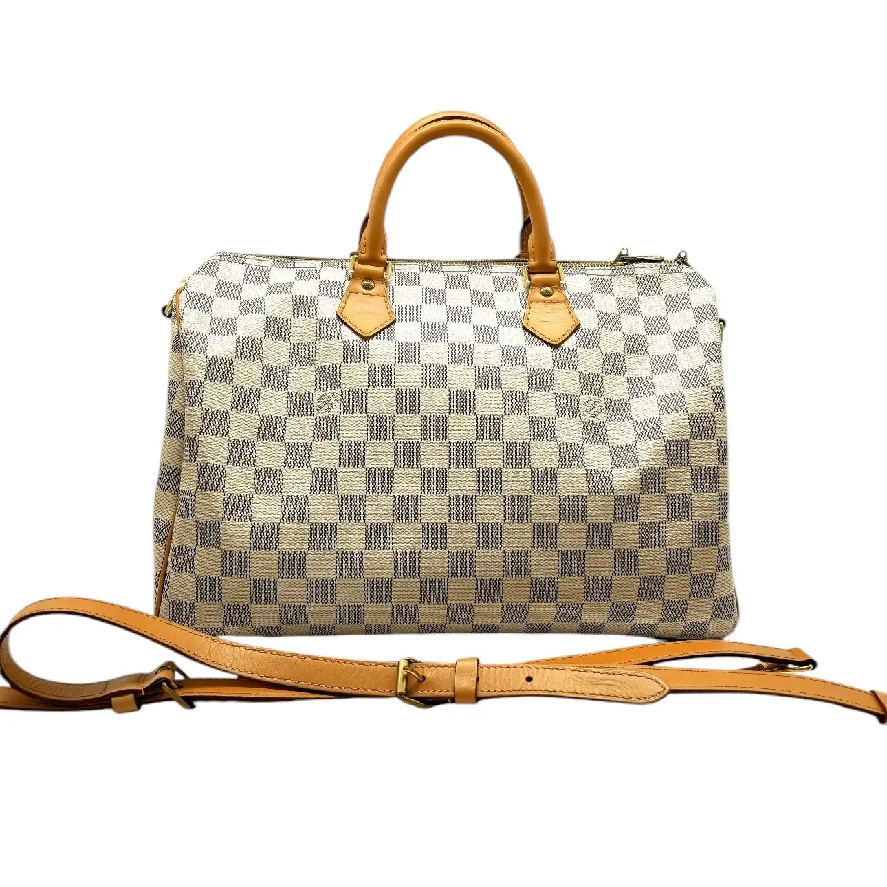 Pre-owned Louis Vuitton canvas Crossbody Bags Speedy 35 Bandouliere Damier Azur