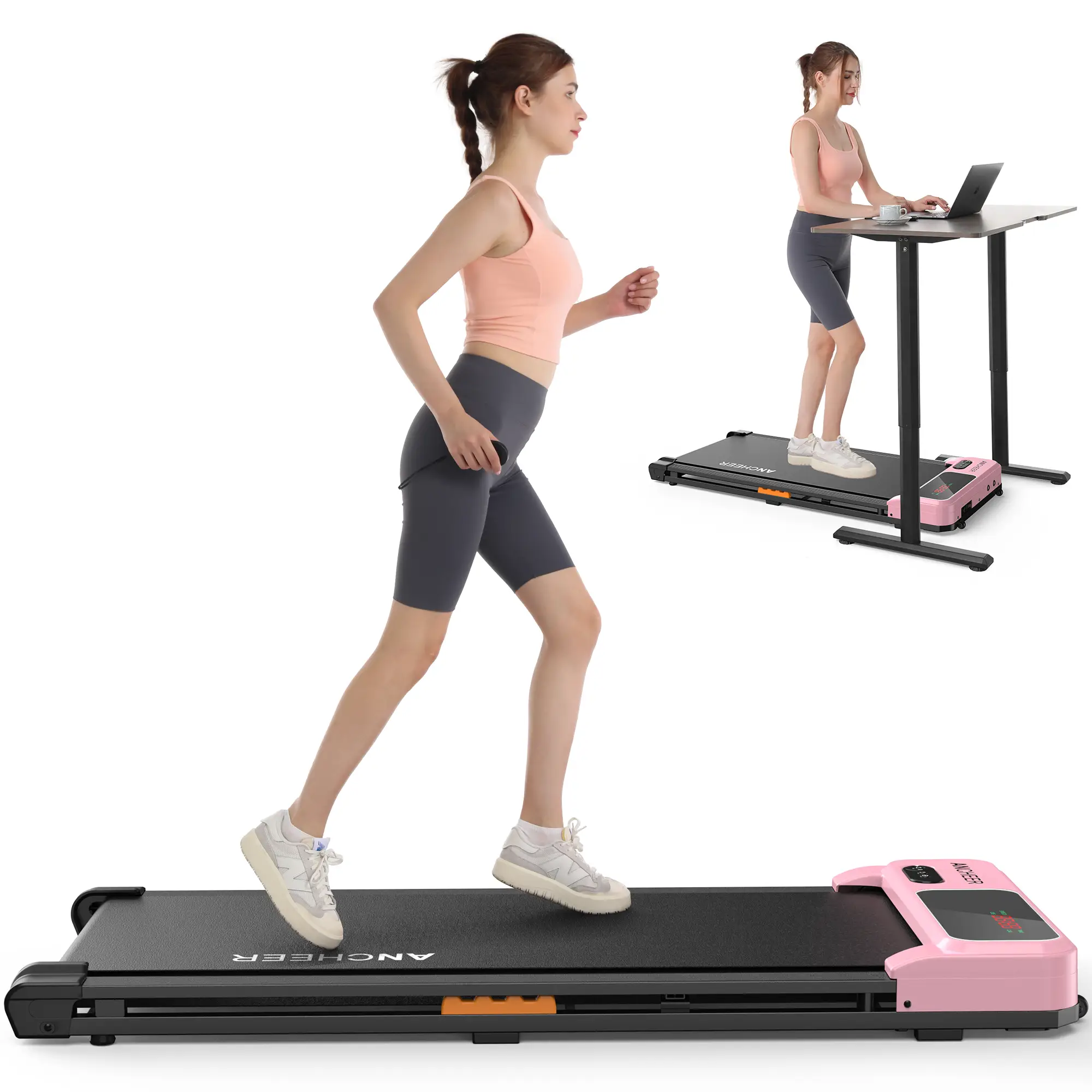 【Live】Ancheer Compact Treadmill - Bright Colors, Adjustable Speeds, and Cushioned Comfort for Home Fitness Enthusiasts home workout equipment