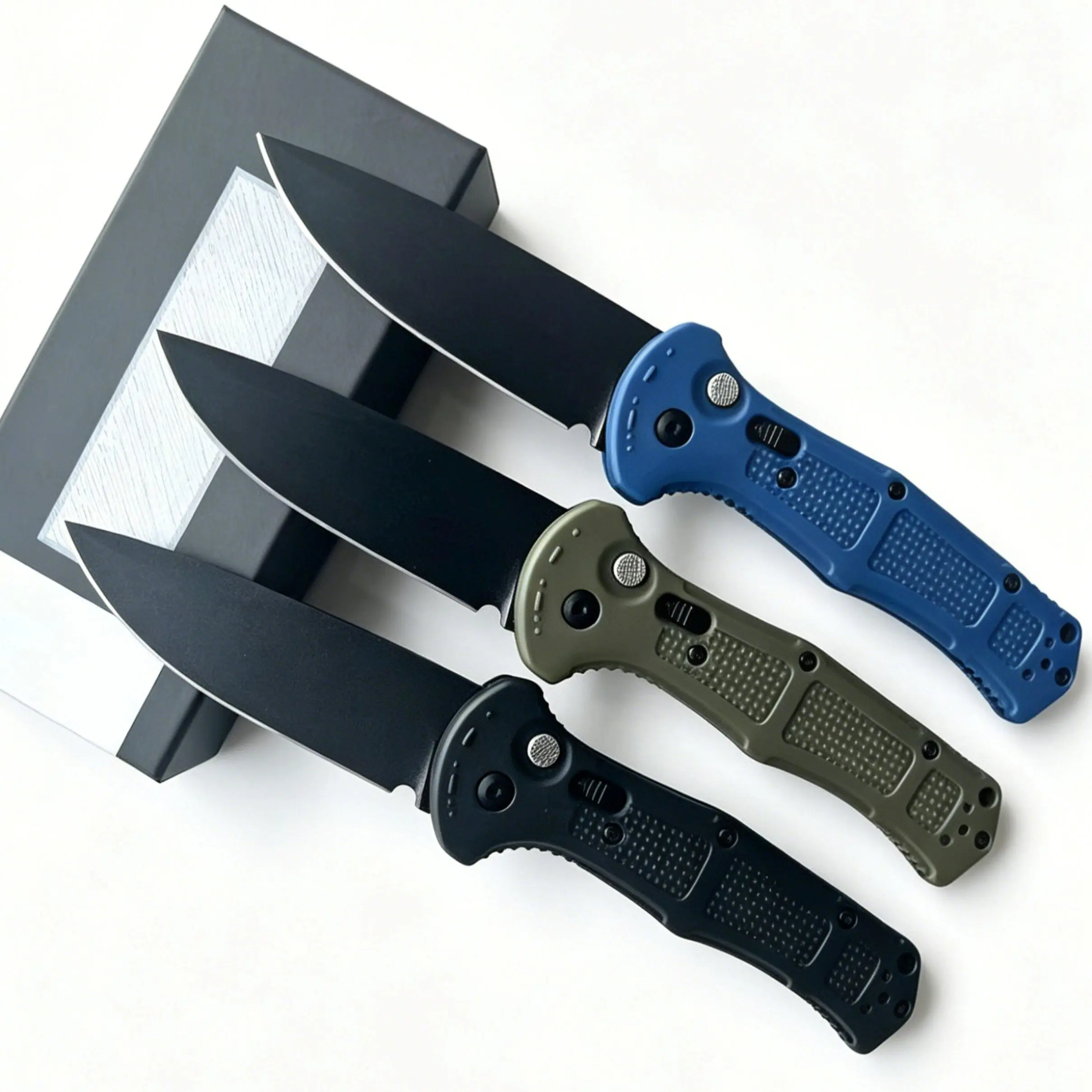 D2 Steel Button Lock Pocket Folding EDC Gear with Durable Nylon Handle - Survival Equipment, Camping Knife, Outdoor Multifunctional Tool for Fishing, Whittling, Camping Knives