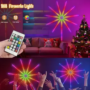 RGB Smart Firework Light Strip, Remote Control, Multiple Lighting Modes, Music Sync RGB, Dreamy Color LED Strip, USB Powered