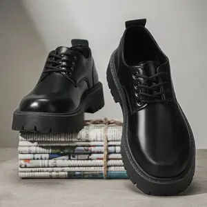 Men's Formal Business Office Shoes, Youth Casual Leather Shoes, Stylish British Style Men's Dress Shoes, Trendy Large Head Design Footwear, Office Work Footwear