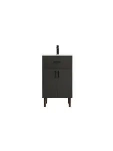 212 MAIN 20 in. Rectangle Solid Wood Single Chandler Bathroom Vanity - Mocha Brown, VF25020MMB, Adjustable Legs, Mid-Century Design for Bath Use