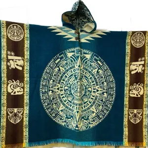 Alpaca poncho Aztec calendar design