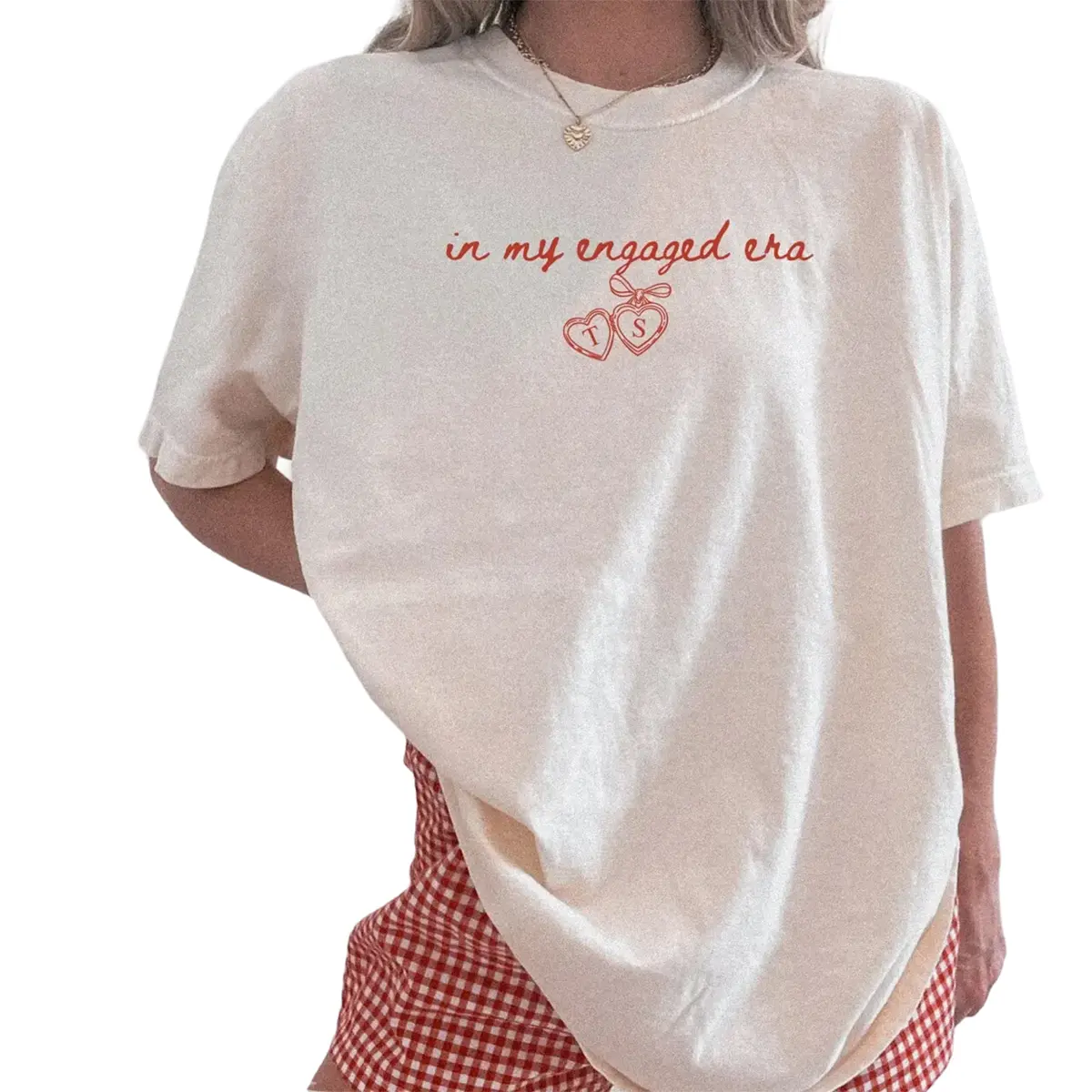 Custom Future Mrs Engagement Shirt, In My Engaged Era Coquette Locket Tee, Personalized Bride-to-Be Gift